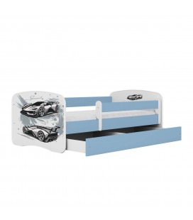 Lit enfant voiture de sport bleu avec tiroir 80x180cm