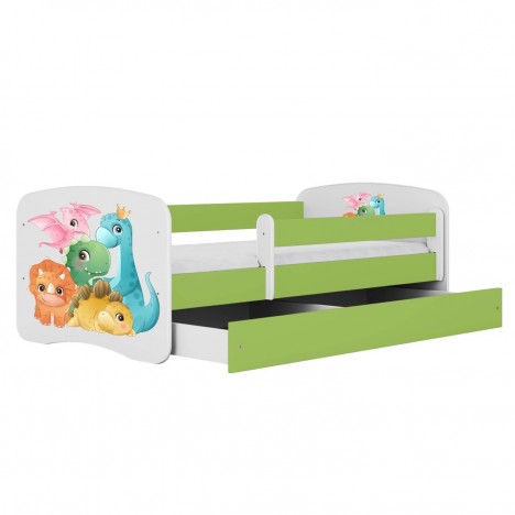 Lit enfant petits dinosaures verts avec tiroir 80x180cm - 