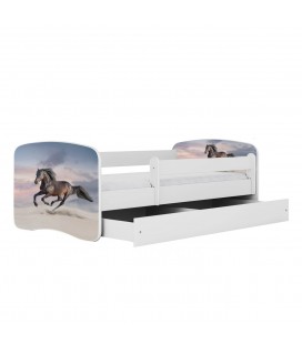 Lit enfant cheval au galop blanc avec tiroir 80x180cm