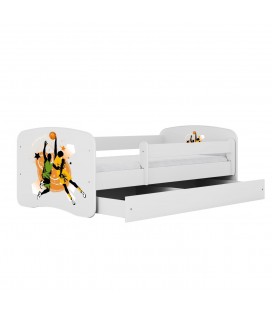 Lit enfant sport basketball blanc avec tiroir 80x180cm