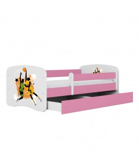 Lit enfant sport basketball rose avec tiroir 80x180cm