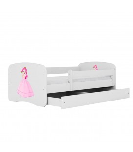 Lit enfant princesse blanc avec tiroir 80x180cm