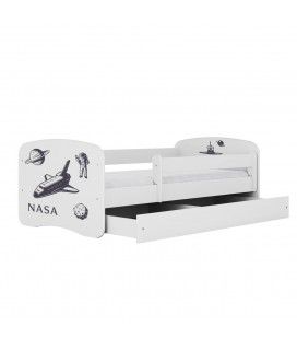Lit enfant espace NASA blanc avec tiroir 80x180cm