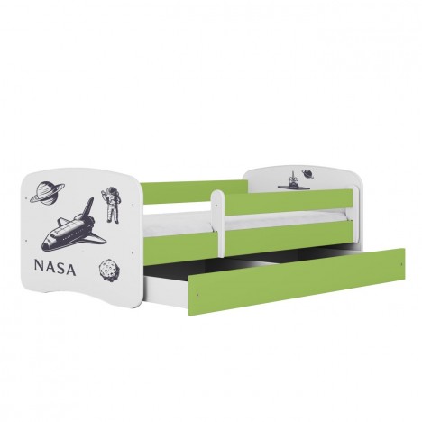 Lit enfant vert espace NASA avec tiroir 80x180cm - 