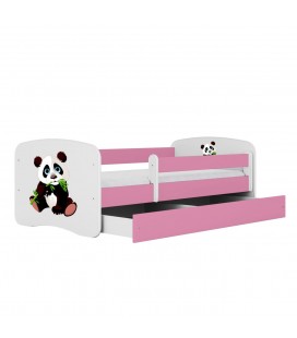 Lit enfant panda rose 2 avec tiroir 80x180cm