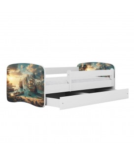 Lit enfant Baie des pirates blanc avec tiroir 80x180cm