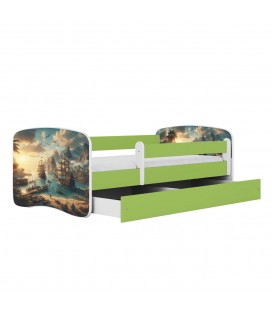 Lit enfant Baie des pirates vert avec tiroir 80x180cm