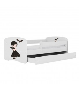 Lit enfant blanc Mercredi Famille Addams avec tiroir 80x180cm