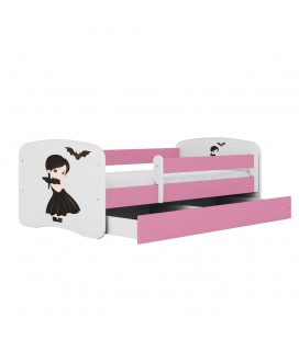 Lit enfant rose Mercredi Famille Addams avec tiroir 80x180cm