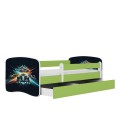 Lit enfant course verte avec tiroir 80x180cm - 