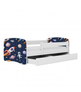 Lit enfant cosmos galaxie blanc avec tiroir 80x180cm