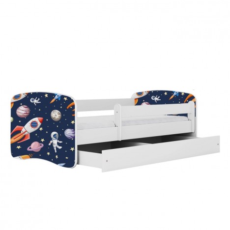 Lit enfant cosmos galaxie blanc avec tiroir 80x180cm - 