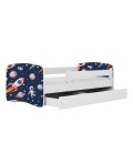 Lit enfant cosmos galaxie blanc avec tiroir 80x180cm - 