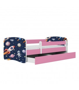 Lit enfant cosmos galaxie rose avec tiroir 80x180cm