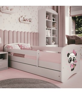 Lit enfant panda blanc avec tiroir et matelas 80x180cm