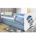 Lit enfant raton laveur bleu avec tiroir avec matelas 80x180cm - 