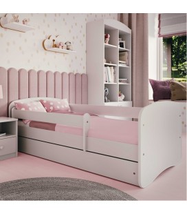 Lit enfant blanc sans motif avec rangement et matelas 80x180cm