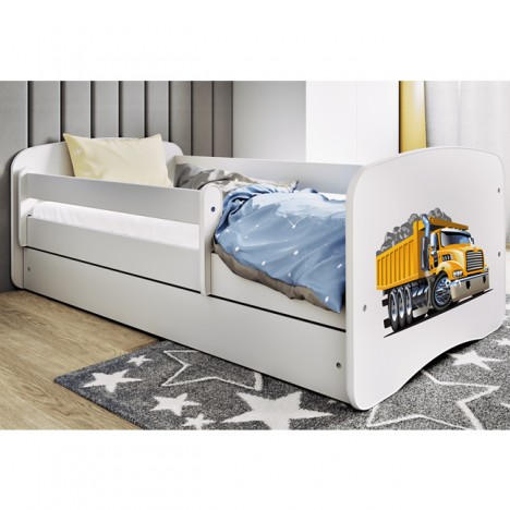 Lit enfant camion blanc avec tiroir et matelas 80x180cm - 