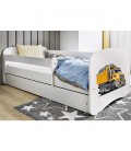 Lit enfant camion blanc avec tiroir et matelas 80x180cm - 