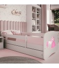 Lit enfant Princesse avec cheval blanc avec tiroir avec matelas 80x180cm - 