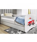 Lit enfant pompier blanc avec tiroir avec matelas 80x180cm - 