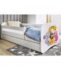Lit enfant zoo blanc avec tiroir avec matelas 80x180cm - 