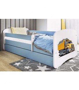 Lit enfant camion bleu avec matelas et rangement 80x180cm