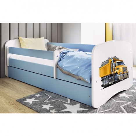 Lit enfant camion bleu avec tiroir avec matelas 80x180cm - 