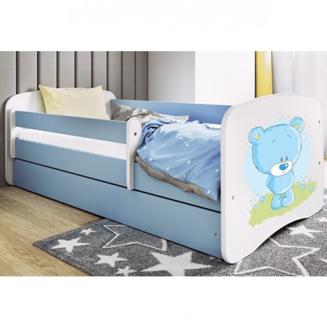 Lit enfant bleu teddybear bleu avec tiroir avec matelas 80x180cm - 