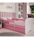 Lit enfant rose sans motif avec tiroir avec matelas 80x180cm - 