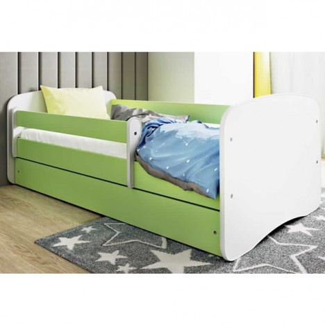 Lit enfant vert sans motif avec tiroir avec matelas 80x180cm - 