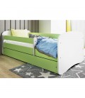 Lit enfant vert sans motif avec tiroir avec matelas 80x180cm - 