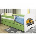 Lit enfant camion vert avec tiroir et matelas 80x180cm - 