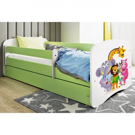 Lit enfant green zoo avec tiroir et matelas 80x180cm - 
