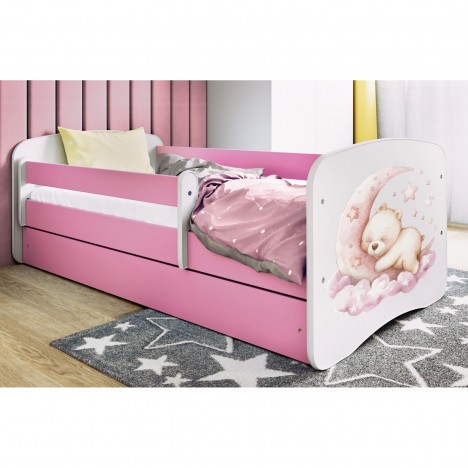 Lit enfant rêve rose avec tiroir avec matelas 80x180cm - 