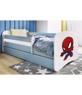 Lit enfant bleu spiderman avec tiroir avec matelas 80x180cm - 