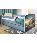 Lit enfant Baie des pirates bleu avec tiroir et matelas 80x180cm - 