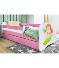 Lit enfant sirène rose avec tiroir avec matelas 80x180cm - 