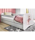 Lit enfant danseuse blanche avec tiroir avec matelas 80x180cm - 