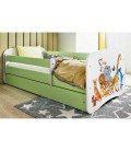 Lit enfant vert animaux du monde avec tiroir avec matelas 80x180cm - 