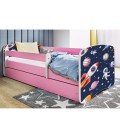 Lit enfant cosmos galaxie rose avec tiroir et matelas 80x180cm - 
