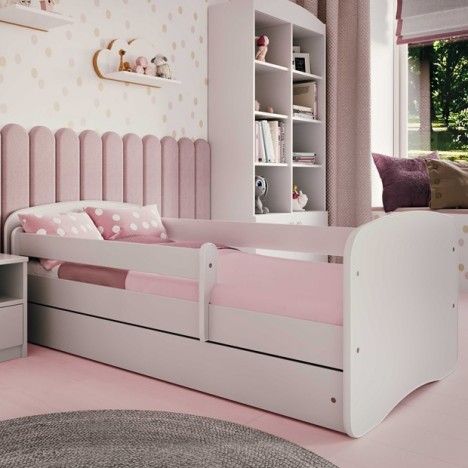 Lit enfant blanc sans motif avec tiroir avec matelas 70x140cm - 