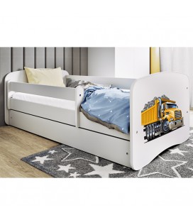 Lit enfant camion blanc avec tiroir et matelas 70x140cm