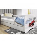 Lit enfant circuit formule 1 blanche avec tiroir avec matelas 70x140cm - 