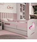 Lit enfant licorne blanche avec tiroir et matelas 70x140cm - 