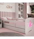 Lit enfant princesse blanche sur cheval avec tiroir avec matelas 70x140cm - 