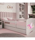 Lit enfant fée blanche avec ailes avec tiroir avec matelas 70x140cm - 