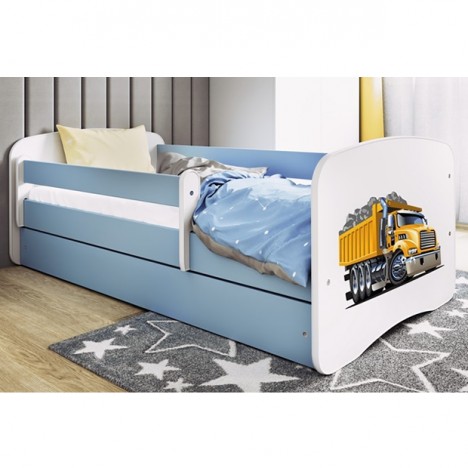 Lit enfant camion bleu avec tiroir avec matelas 70x140cm - 