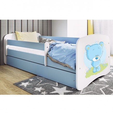 Lit enfant bleu teddybear bleu avec tiroir avec matelas 70x140cm - 