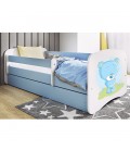 Lit enfant bleu teddybear bleu avec tiroir avec matelas 70x140cm - 